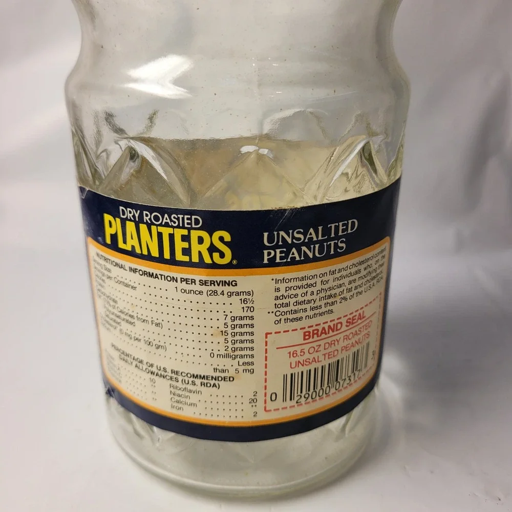 Planters Peanuts Glass Decanter Vintage 1984 Mr Peanut Limited Edition Jar